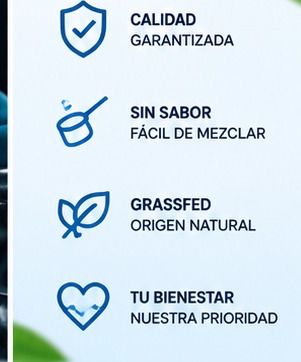 Calidad garantizada, sin sabor, grassfed, tu bienestar